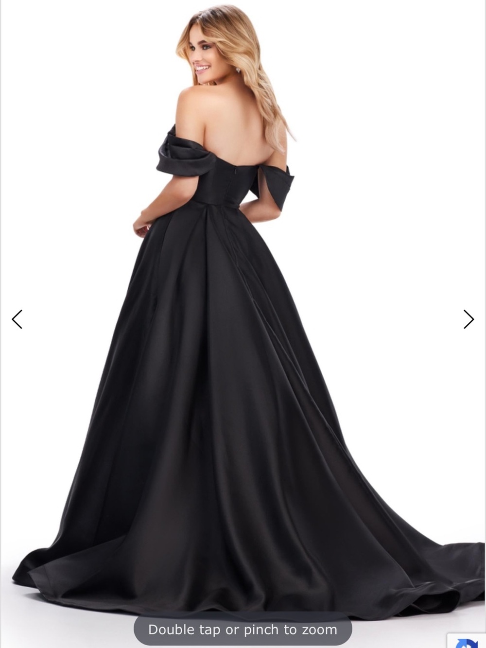 Black Satin Full A-Line Evening Dress - Classic Formal Style - Picture 2 of 8